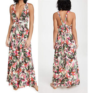 Maaji "Amazonia Glaring" Floral Sleeveless V-Neck Maxi Dress Multi Women's Small